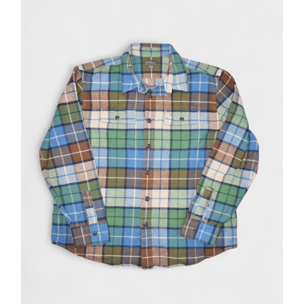 LL Bean Shirt Mens 2XL Signature Plaid Cotton Flannel Multicolor Chamois Slim
